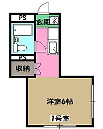 黒沢第二ビル ワンルームの間取図画像