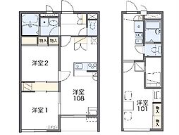 レオパレス大楽寺 1Kの間取図画像