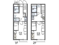 レオパレスヒラソル 2階1Kの間取り
