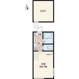 JR南武線 小田栄駅 徒歩10分の賃貸アパート 2階1Kの間取り