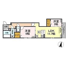 東京メトロ千代田線 北千住駅 徒歩20分の賃貸アパート 1階2LDKの間取り