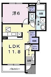 アンジュエールＣ 1階1LDKの間取り