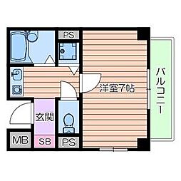 フレグランス箕面 1Kの間取図画像