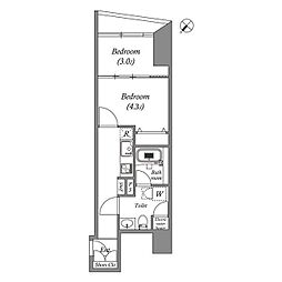 都営浅草線 三田駅 徒歩4分の賃貸マンション 3階1DKの間取り