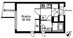 東急目黒線 武蔵小山駅 徒歩10分の賃貸マンション 5階1Kの間取り