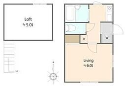 アールフラット中落合 1階ワンルームの間取り