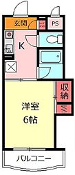 東武東上線 高坂駅 徒歩10分の賃貸マンション 3階1Kの間取り
