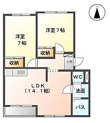 グランディアKS1 2LDKの間取図画像