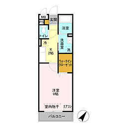 エステリア 2階1Kの間取り