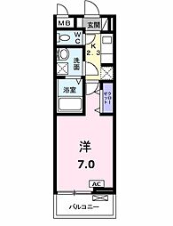 ソレイユ2 1Kの間取図画像