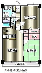 東京メトロ東西線 行徳駅 徒歩8分の賃貸マンション 6階2LDKの間取り