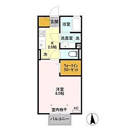 プリマベーラ 1Kの間取図画像