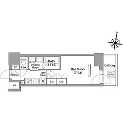 京急本線 新馬場駅 徒歩2分の賃貸マンション 13階1Kの間取り
