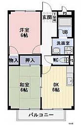 JR東海道本線 西小坂井駅 徒歩35分の賃貸アパート 1階2DKの間取り