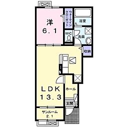 プレッソ 1階1LDKの間取り