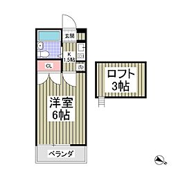 ロジュマン新町 1階1Kの間取り