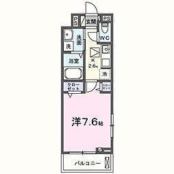 ヒカルサひたちなか 1階1Kの間取り