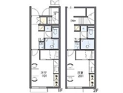 レオパレスPEARL1 1Kの間取図画像