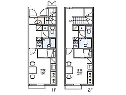 レオパレス里 1Kの間取図画像
