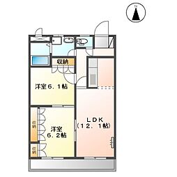 グリーンビル 2LDKの間取図画像