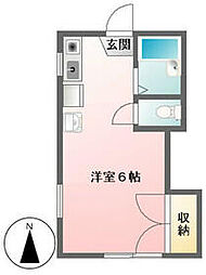 京王線 府中駅 バス8分 学園通郵便局下車 徒歩3分の賃貸アパート 2階ワンルームの間取り