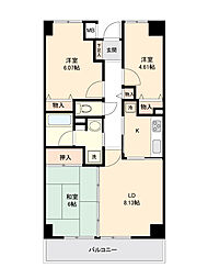 東急田園都市線 市が尾駅 徒歩4分の賃貸マンション 3階3LDKの間取り