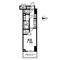 東武亀戸線 亀戸駅 徒歩3分の賃貸マンション 4階1Kの間取り