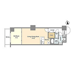 東武伊勢崎線 西新井駅 徒歩6分の賃貸マンション 3階1LDKの間取り