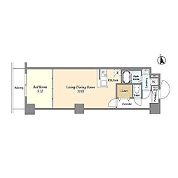東武伊勢崎線 西新井駅 徒歩6分の賃貸マンション 4階1LDKの間取り