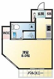 谷田貝ビル（ヤタガイビル） 2階1Kの間取り