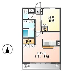 ベルクレスト 1LDKの間取図画像