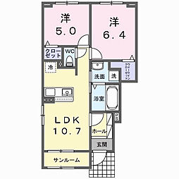 フロレゾン　桜 1階2LDKの間取り