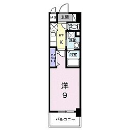 JR鹿児島本線 大野城駅 徒歩4分の賃貸マンション 9階1Kの間取り