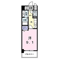JR鹿児島本線 大野城駅 徒歩4分の賃貸マンション 10階1Kの間取り