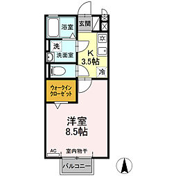 メルベーユ・メゾン 2階1Kの間取り