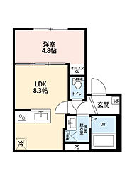 JR山手線 巣鴨駅 徒歩13分の賃貸マンション 3階1LDKの間取り