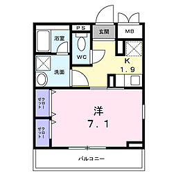 シャノワール 1階1Kの間取り