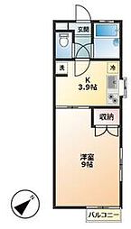 西武池袋線 中村橋駅 徒歩12分の賃貸アパート 2階1Kの間取り