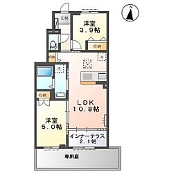 日進市野方町新築アパート 2LDKの間取図画像