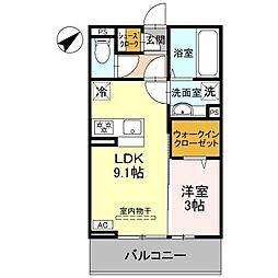 La Maison 本町 3階1LDKの間取り