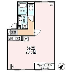 コンフォートレジデンス宮子　Ｂ 2階ワンルームの間取り
