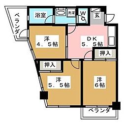 下田ビル 2階3DKの間取り