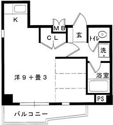 西鉄天神大牟田線 雑餉隈駅 徒歩1分の賃貸マンション 5階ワンルームの間取り