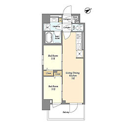 グランカーサ町屋II 3階2LDKの間取り