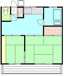 第二秋元荘 2階2Kの間取り