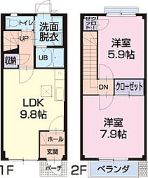 Ｂｒａｎｃｈｅ東浜井場 1階2LDKの間取り