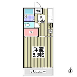 テクノポリス宝木 1Kの間取図画像