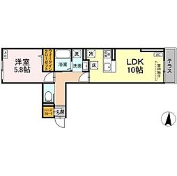 セレスティア加賀 1階1LDKの間取り
