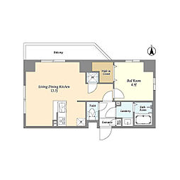 日暮里舎人ライナー 谷在家駅 徒歩5分の賃貸マンション 4階1LDKの間取り
