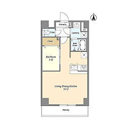 アルファコート谷在家 8階1LDKの間取り